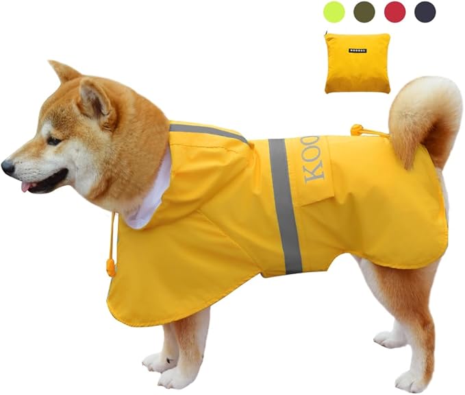Hooded Rain Coat for Dogs for Small Sized Dogs, Dog Raincoat Apparel Poncho Waterproof Dog Clothes Pet Jacket Dog Raincoats Jacket (2XL,Yellow)