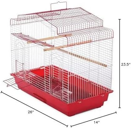 Global Greatness Bird Cage with Spacious Interior, Durable Metal Construction, Elegant Design, and Functional Features for Birds Red