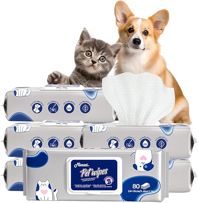 MIOSSZI 480 PCS Dog Cleaning Wipes for Paws and Butt Dog Wipes Cleaning Deodorizing Pet Wipes for Dogs & Cats for Dogs Grooming Wipes Extra Thick Puppy Wipes