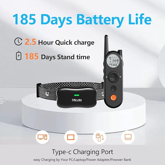 X3 Wireless Dog Fence 3500FT Fence and 6100FT Remote Training Collar, 185 Days Rechargeable Battery - IPX7 Waterproof Collar, Vibrate/Beep/Shock Modes for All Dogs, Black