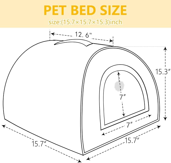 Cat Bed for Indoor Cats,Foldable cat cave,Anti-Slip & Water-Resistant Bottom,cat Houses for Indoor Cats or Small Dogs, Kitten Tent, Rabbit Bed (Dark Grey, L:(17.5"×16.9"×15.9"))