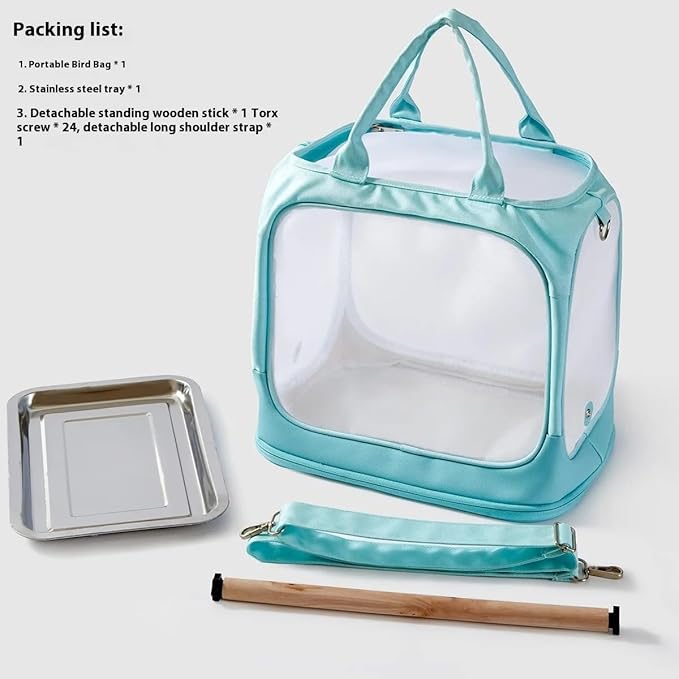 Parrot go Out Portable Bird Bag Oxford Cloth Clear pet cage Foldable pet Go Out Bird Bag (Grey)