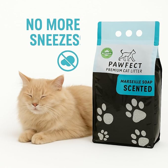 Marseille Soap Scented Clumping Cat Litter – 9.6 lb / 5L, Dust-Free, Odor Control