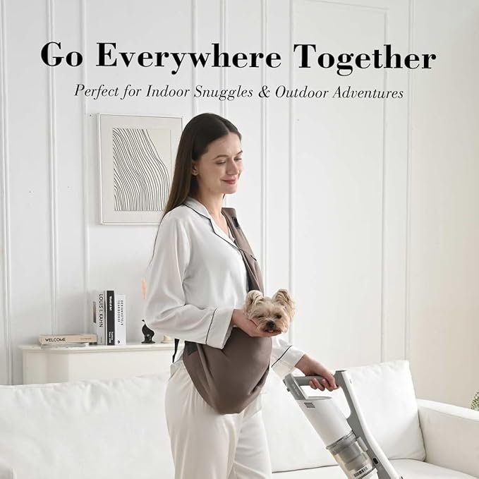 Dog & Cat Carrier Sling, Adjustable Soft Padded Shoulder Puppy Carrier, Hands-Free Dog Carrier Bag with Double Safety Buckles Premium Material for Outdoor Travel (Caramel, M)