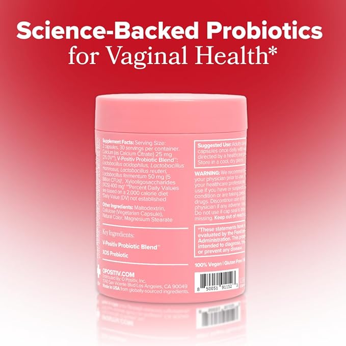 O Positiv URO Vaginal Probiotics for Women pH Balance with Prebiotics & Lactobacillus Probiotic Blend - Vaginal Health Supplement - Promote Healthy Vaginal Odor & Vaginal Flora, 60 Count (Pack of 1)