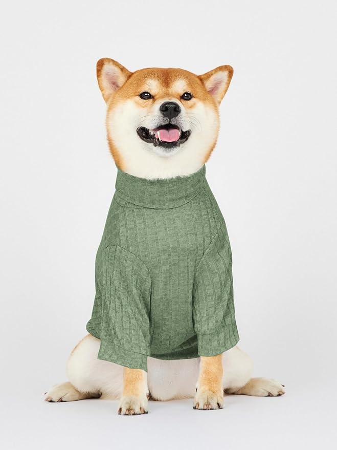 Dog Turtleneck Knitted Shirt Stretchy Pullover Sweater Winter Warm Puppy Clothes for Small Medium Dogs