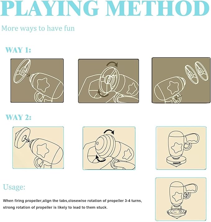 Flying Cat Toys, Interactive Cat Fetch Toy with 1 Light Up Spinning Tops, and 5 Flying Propellers, Flying dis Toy for Hunting Chasing Indoor/Outdoor