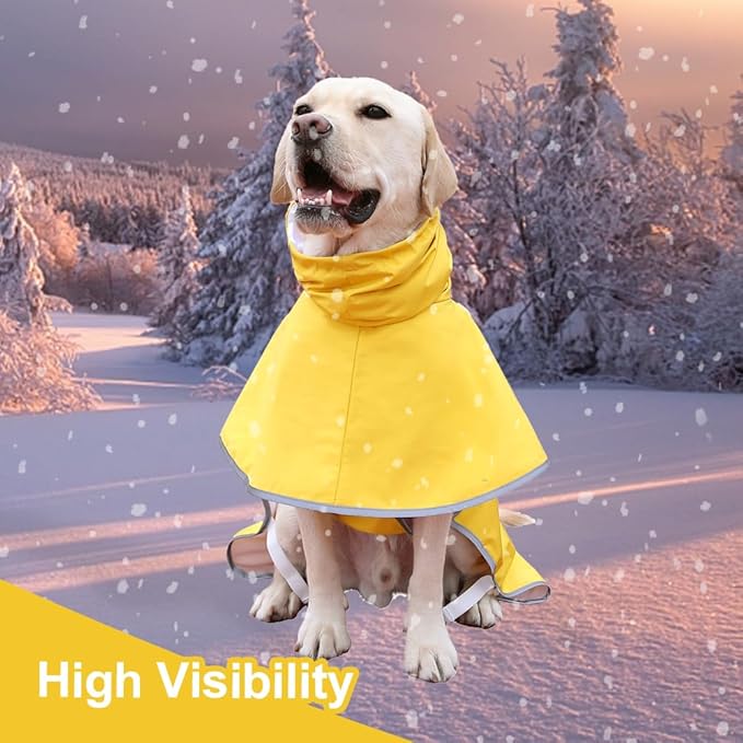 Dog Raincoat Waterproof Dog Rain Coat with Hoodile, Reflective Adjustable Lightweight Pet Rain Jacket for Medium Large Dogs(Yellow, 4XL)