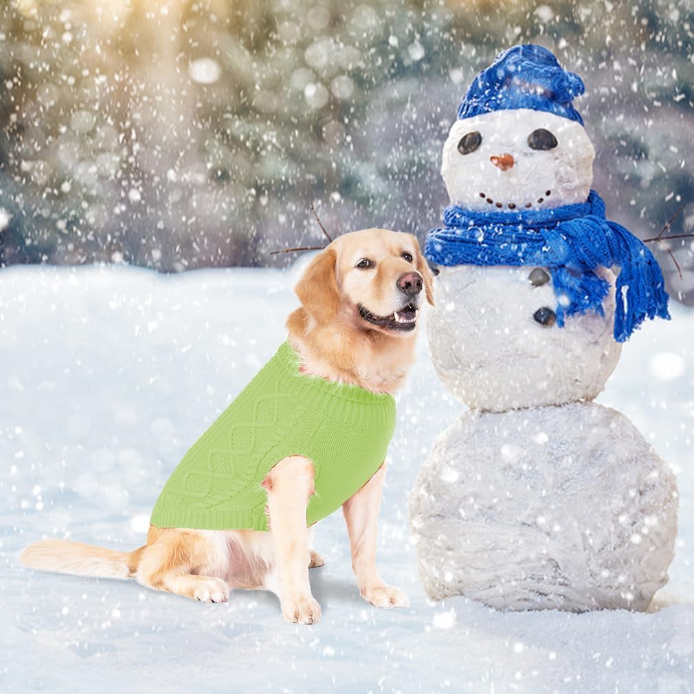 BINGPET Thermal Knitted Dog Sweater for Small Medium Large Dogs,Winter Dog Cat Coat Warm Sweartershirts Outfits,Classic Cable Knit Turtleneck Pullover Dog Jumper Coat Warm Sweartershirts