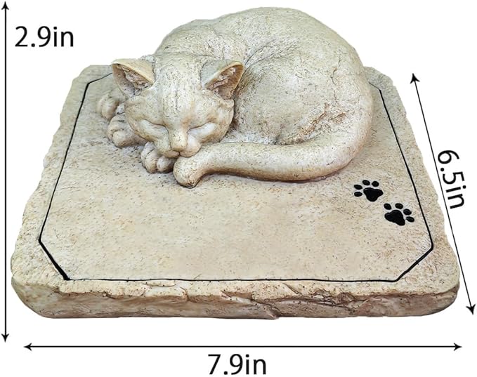 Personalized Cat Memorial Grave Marker Tribute Statue - Custom Cat Memorial Garden Stones Commemorates Our Lost Fur Baby - Pet Cat Headstone Memorial Gifts Indoor Outdoor Decor