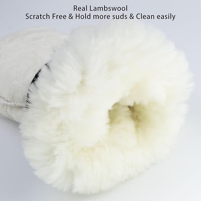 Gracefur Ultra-Soft Sheepskin Horse Grooming Mitts for Tack, Saddle & Boot Cleaning - Perfect Gloves for Tack & Horse Care (White)