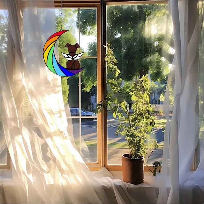 Dog Memorial Gifts, Death Sympathy Gift for Loss of Dogs, Rainbow Bridge Pet Passing Away Pet Memorial Sun Catcher Gifts