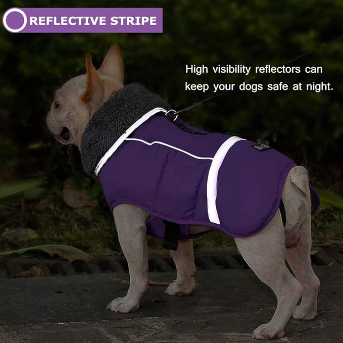 Warm Dog Coat Reflective Winter Jacket, Waterproof Windproof Dog Turtleneck Clothes for Cold Weather, Thicken Fleece Lining Pet Outfit, Adjustable Pet Vest Apparel for Small Medium Large Dogs 2X-Large