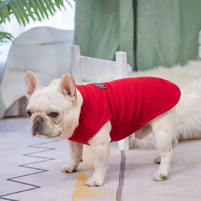 BEAUTYZOO Dog Fleece Vest Sweater Winter Jacket for Small and Medium Large Dogs with D-Ring Leash Cold Weather Coat Hoodie for XS S M Dogs Boy or Girls, Red XL