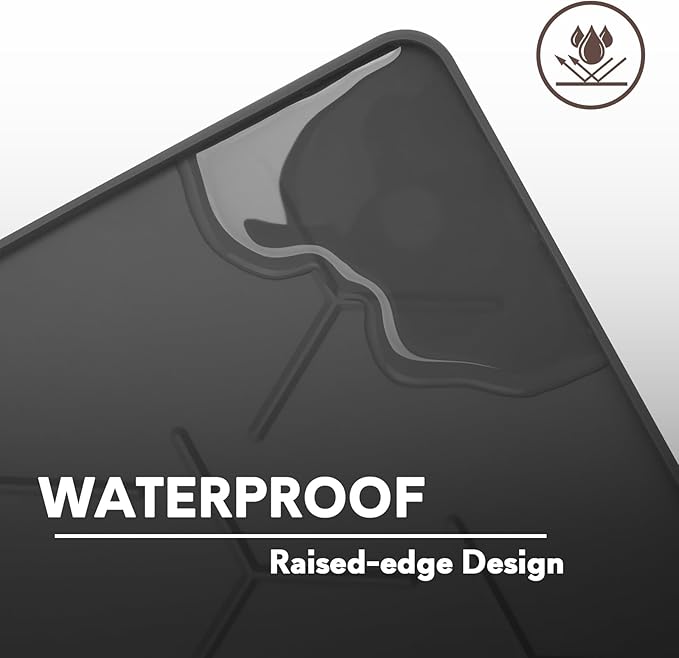 Silicone Cat Litter Trapping Mat, Large Waterproof 34" X 22" Cat Litter Box Mat, Easy to Clean, Black