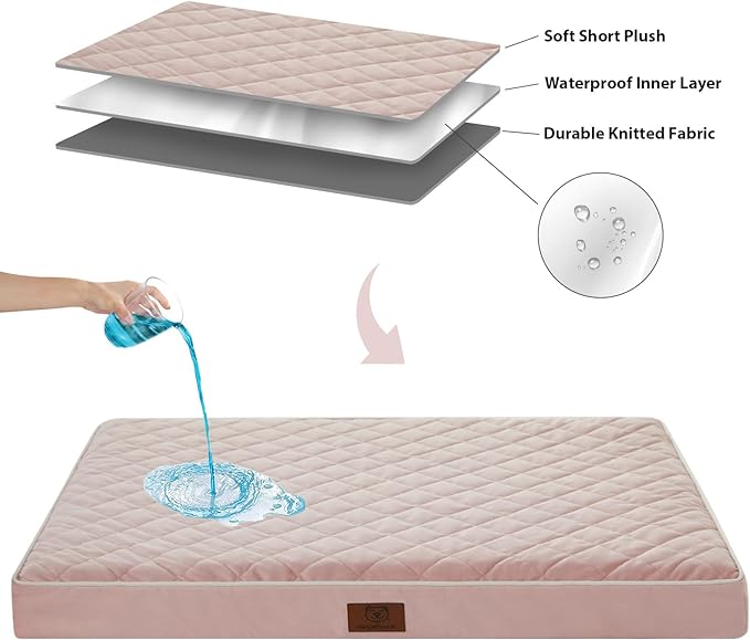 WNPETHOME Orthopedic XL Dog Beds Large Sized Dog, Waterproof Extra Large Dogs Bed with Removable Washable Cover, Multi-Needle Quilting Dogs Crate Bed