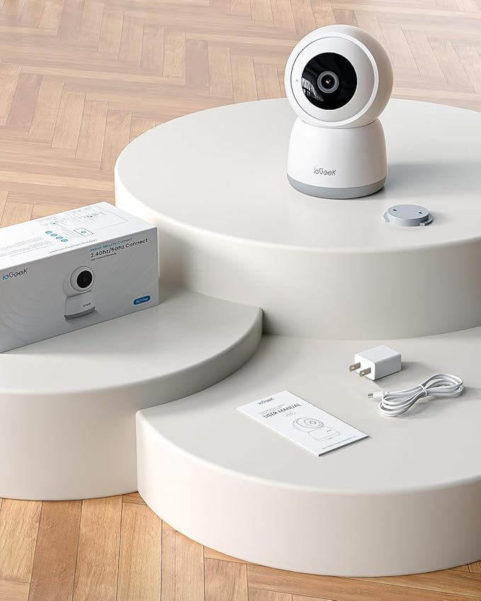 ieGeek 5MP Plug-in Indoor Camera, 5G/2.4GHz WiFi Cameras for Home Security with Phone App, Pan/Tilt Pet Camera for Baby Monitor With Motion Detection, Auto Tracking, 2 Way Audio, Night Vision (2 Pack)