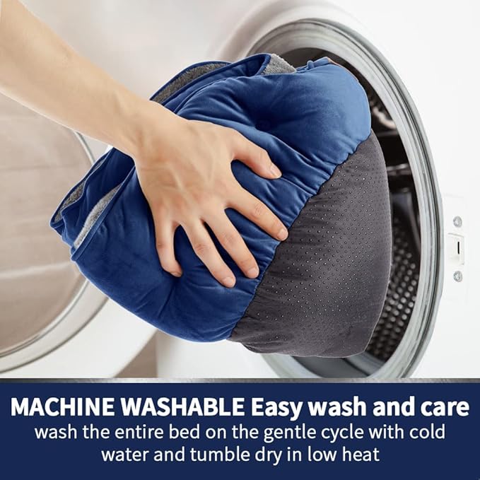 Asvin Small Dog Bed for Small Dogs, Cat Beds for Indoor Cats, Pet Bed for Puppy and Kitty, Extra Soft & Machine Washable with Anti-Slip & Water-Resistant Oxford Bottom, Blue, 20 inches