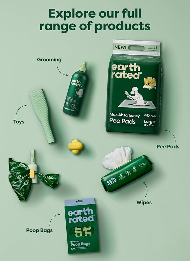 Earth Rated Max Absorbency Puppy Pee Pads for Dogs Absorbs 2X Faster & 2X More, Leak-Proof Odor-Free Potty Training Wee Wee Pad, Unscented, Large, 22” x 23”, 75 Count