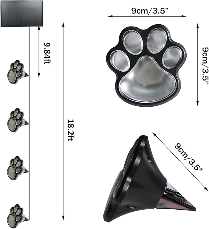 Obrecis Solar Paw Print Lights for Pet Memorial Gifts, 34 Colors Changing Outdoor Dog Print Lights with Remote, Set of 4 Waterproof Cat Paw Keepsake for Pet Remembrance Gift, Pet Loss Sympathy Gifts