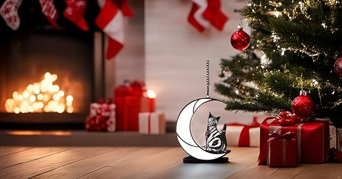 Handcrafted Stained Glass Tabby Cat Memorial Suncatcher - American Shorthair Keepsake, Memorial Gift for Cat Lovers