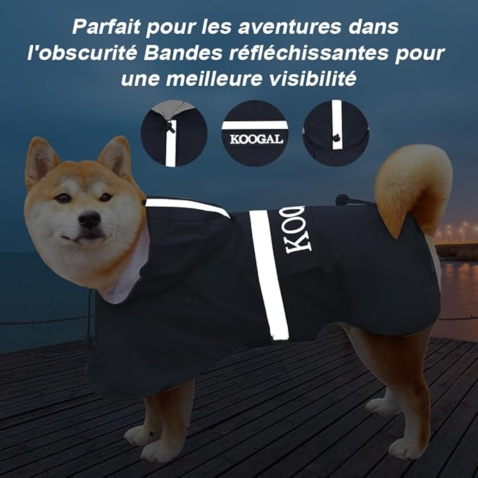 Hooded Pet Dog Raincoat for Small Sized Apparel Poncho Waterproof,Dog Clothes,Dog Jacket, Dog Raincoats Jacket for Small Sized Dogs(Navy Blue,2XL)