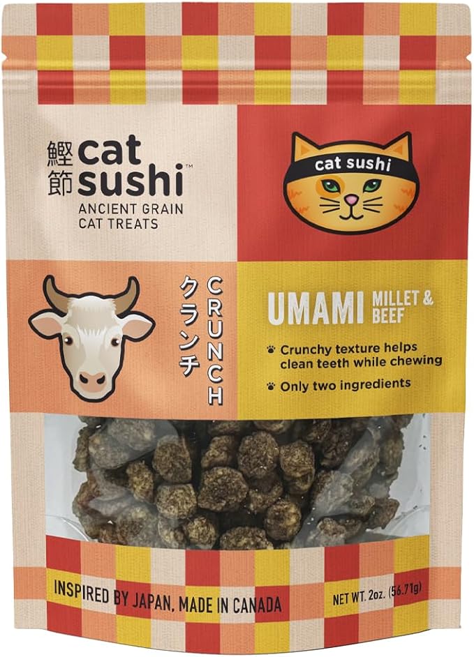 Cat Sushi Crunchy Millet Treats, Just 2 Ingredients, Beef 2oz