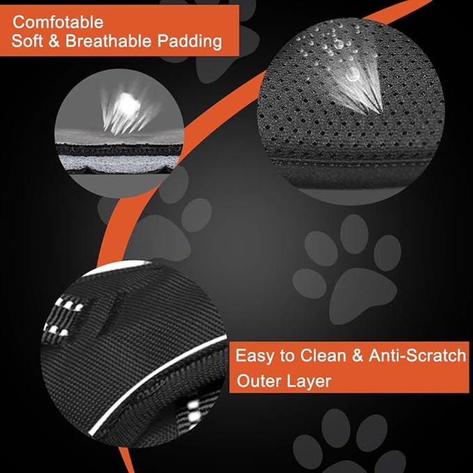 PHOEPET Reflective Dog Harness No Pull Large Breed Vest with 2 Metal Leash Attachment Hooks(XL, Purple)