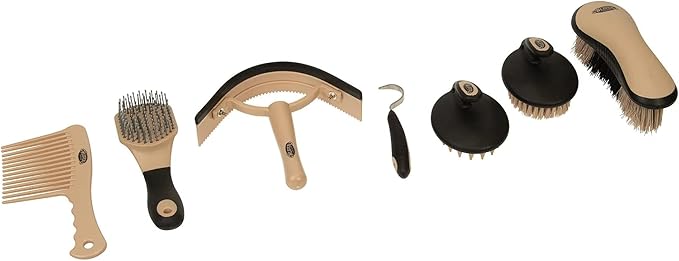 Weaver Leather Horse Grooming Kit, 7-piece Brush Set with Organizer Tote Bag, Equine Care, Grooming Supplies, Lost Creek