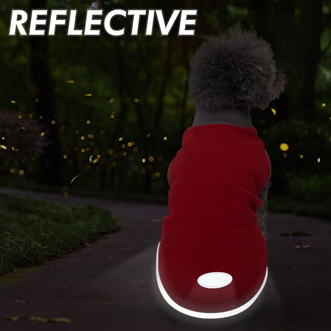 cyeollo 2 Pack Dog Sweater Small Dog Fleece Sweatshirt Reflective Pullover Stretchy Dogs Jacket Lightweight Vest Pet Clothes for Puppy, Grey & Red