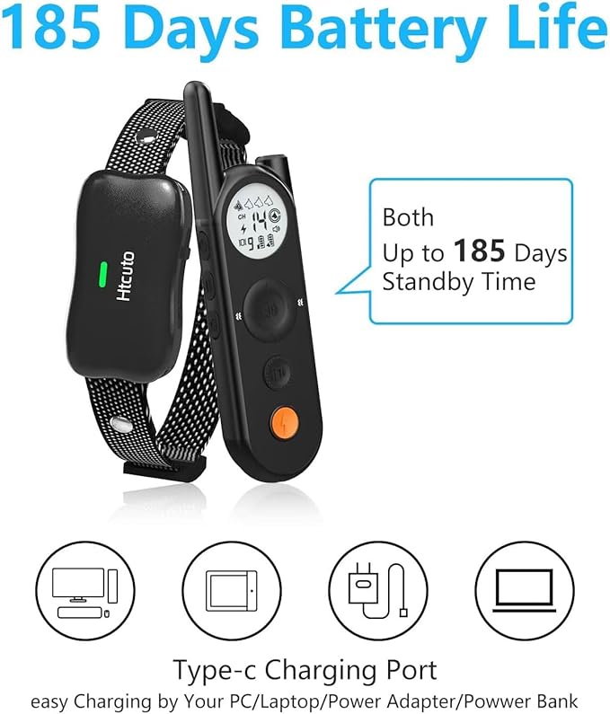 Wireless Dog Fence & Electronic Training Collar 2 in 1, 3500FT Wireless Fence, 6100FT Remote Training, IPX7 Waterproof Collar 185 Days Rechargeable Battery