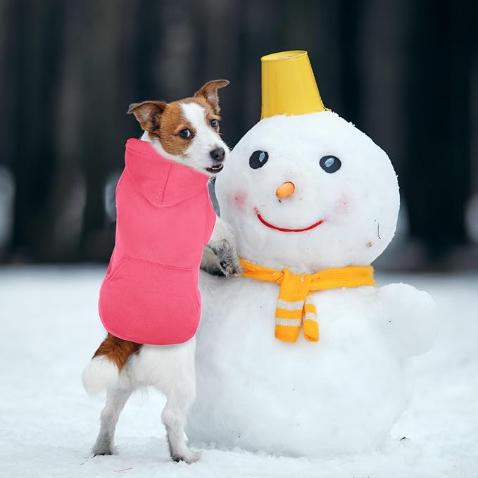 Dog Sweaters,Dog Hoodie,Cozy Fleece Interior Sweatshirt with Hood & Pocket,Leash Hole,Pet Clothes Sweater for Small,Medium,and Large Dogs,Pink&M