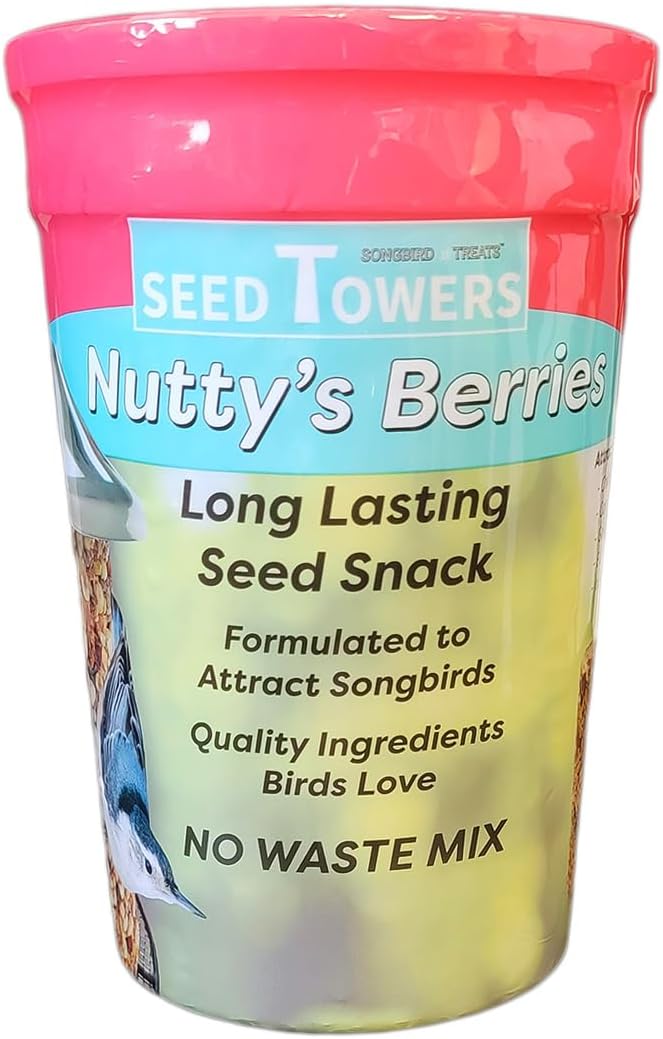 Songbird Treats Seed Tower 2 Packs | Bundle of 2 | 1.5-2 lb Seed Log Towers for Wild Birds (Nutty's Berries 2 Pack)