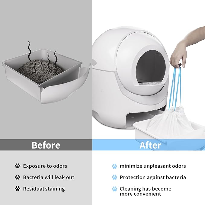 120 Count Extra Large Cat Litter Box Liners, Cat Litter Waste Receptacles Bags for Cleanpethome Self Cleaning Litter Box