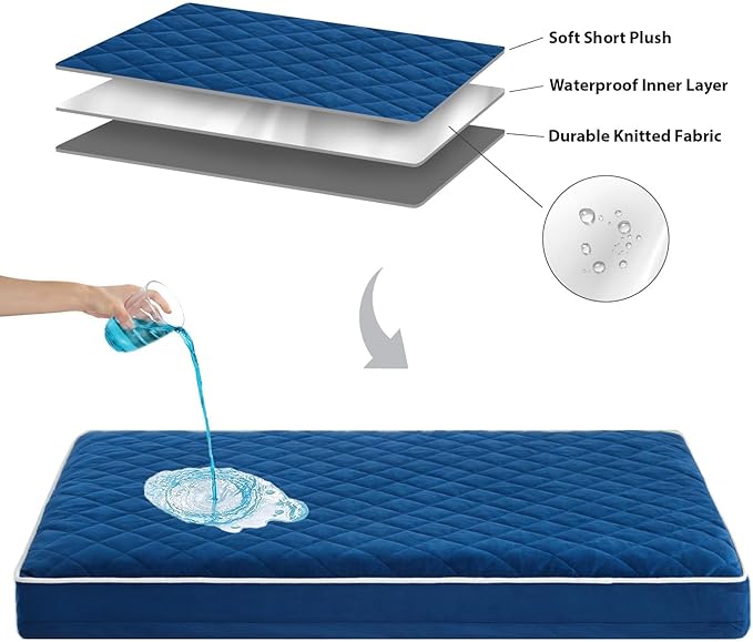 WNPETHOME Orthopedic XL Dog Bed for Crate, Waterproof Extra Large Dogs Bed with Removable Washable Cover, Multi-Needle Quilting Dogs Crate Bed