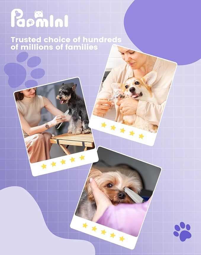 Dog Paw Trimmer with LED Light, 35dB Low Noise Paw Trimmers for Dog's Feet, 2 Speed Safety Electric Dog Clippers for Grooming, Rechargeable Cat Shaver for Paws, Ears, Face, Rump