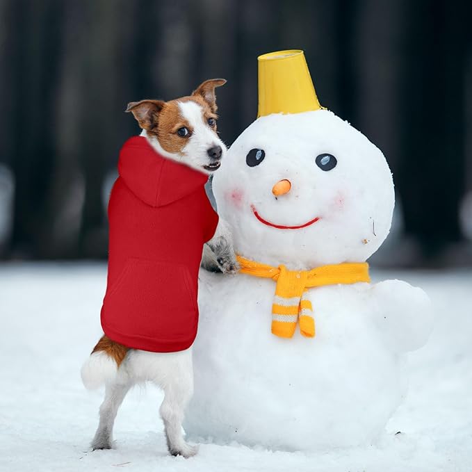 Dog Sweater,Dog Hoodies for Medium Dogs,Warm Fleece Sweatshirt with Hood & Pocket,Leash Hole,Cozy Cold Weather Pet Clothes Pet Sweater for Medium Dogs(Red,M)