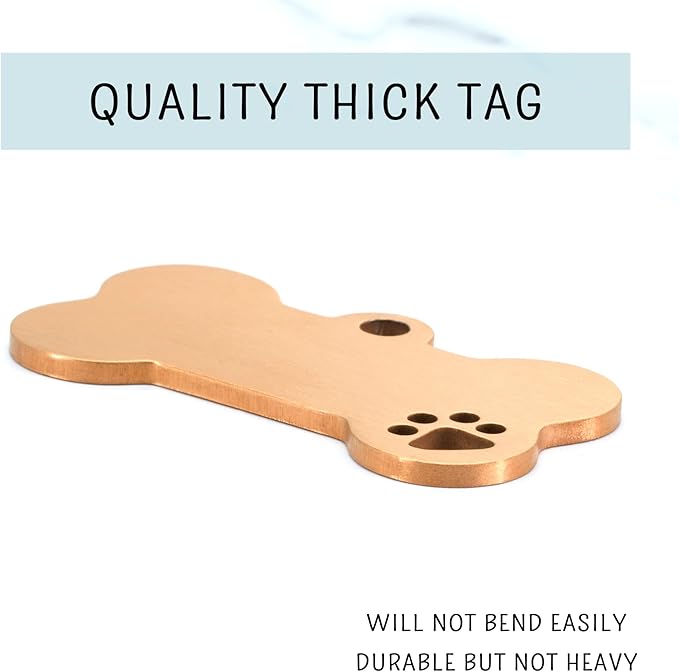 Ultra Joys Dog Tags Personalized for Pets - Hollow Paw Custom Pet ID Tag - Engraved Dog Tag for Small, Large Dogs - Small Bone in Rose