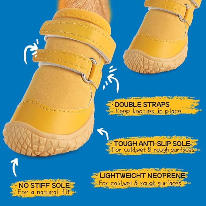 Dog Shoes for Small Dogs, Breathable Dog Boots Paw Protector for Hot Pavement Winter Snow, Dog Booties with Rugged Anti-Slip Sole for Hardwood Floors Outdoor Walking Yellow Size 2
