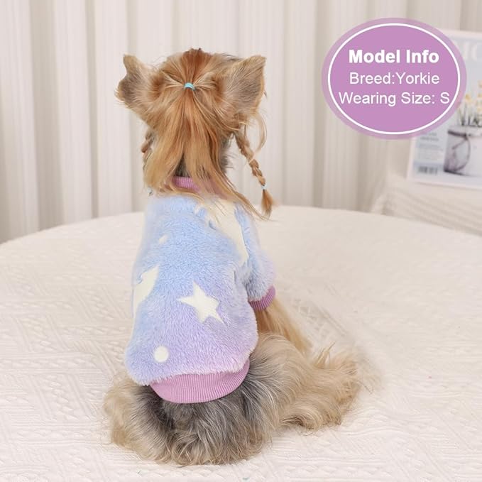 Dog Sweater Glow in The Dark Girl Pink Small Fleece Clothes Winter Soft Thickening Warm Puppy for Dogs Boy Teacup Yorkie Chihuahua (XS,Pink)