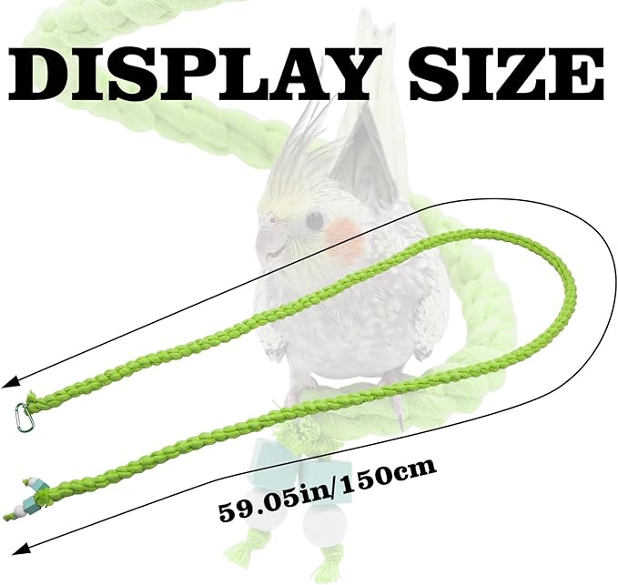 59 Inches Spiral Rope Perch, Swing, Cage Stand Pole Accessories, Climbing Toy for Parrot Parakeet Budgies Lovebirds Cockatiels (59"/1.5 M)