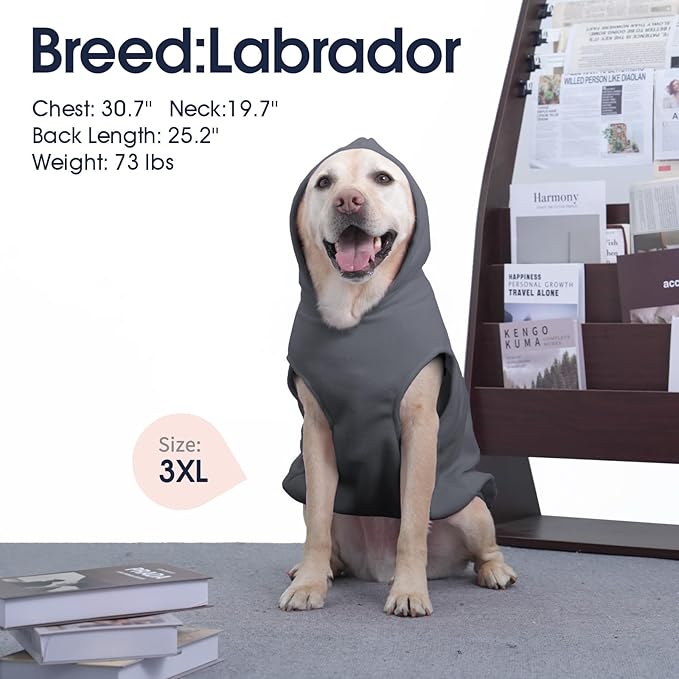 IECOii Dog Hoodie,Polar Fleece Dog Sweatshirt Fall Dogs Sweater with Hood,Warm Sweaters for Medium Dogs Boy Girl,Sleeveless Pet Hoodie Medium Size Winter Clothes for Pug,Jack Russell,Grey,M