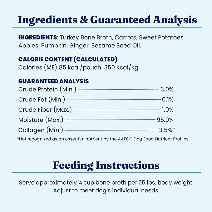Solid Gold Turkey Bone Broth for Dogs - Limited Ingredient Bone Broth Dog Food Toppers for Picky Eaters with Collagen & Superfoods - Dog Gravy Topper for Dry Food - Gut Health & Hydration - 12 Pack