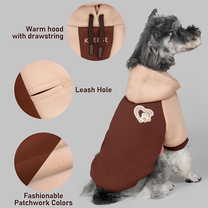 KYEESE Dog Hoodie Stretchy Pets Coat with Drawstring Comfort Dogs Clothes Medium Size Dog Soft Dogs Winter Coat Warm Pets Sweater Pet Sweatshirt for Cold Weather Pet Clothes with Leash Hole