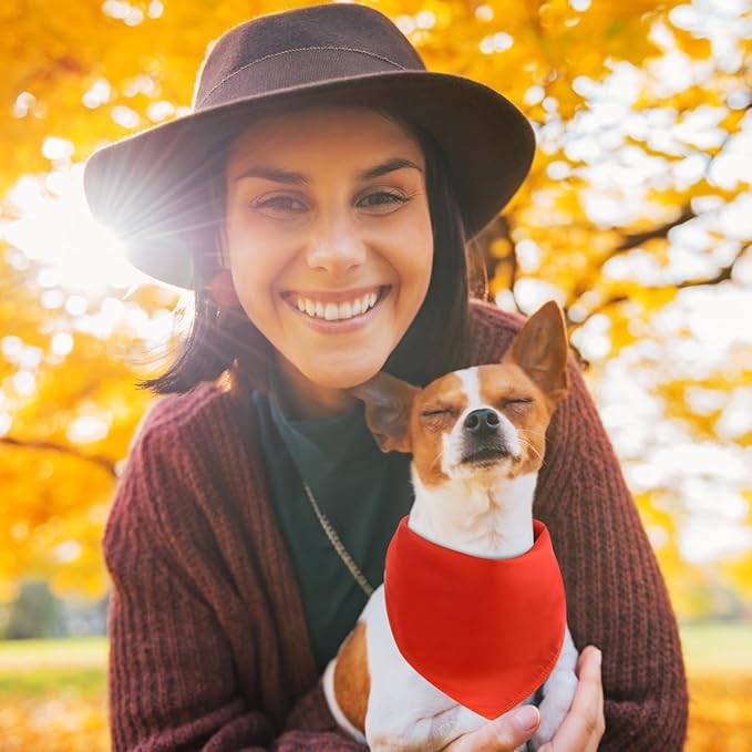 48 Pcs Fall Dog Bandanas Bulk Sublimation Blank Bandanas for Dogs Heat Transfer Triangle Bibs DIY Scarf for Small Medium Large Puppy Pets Halloween Christmas Costume(Red Green Orange Brown)