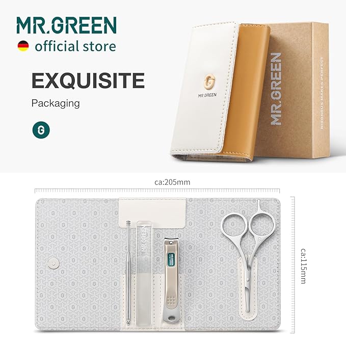 MR.GREEN Colorful Manicure Set Practical Pedicure Kits Nail Clippers Personal Care Tools Facial Hair Scissors with Fashion Case (Mr-6682 Light Yellow)