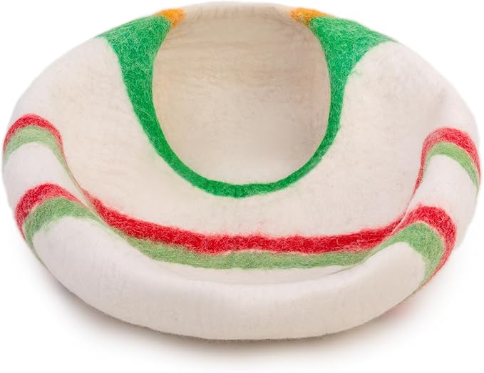 Woolygon Premium Felt Cat Cave Bed β Wool Kitty Beds Handcrafted Kitten Caves Bed for Indoor Cats - Made from 100% Eco-Friendly Merino Wool, Foldable Cat Hidewawy Covered Cat House Pod (Candy Swirl)