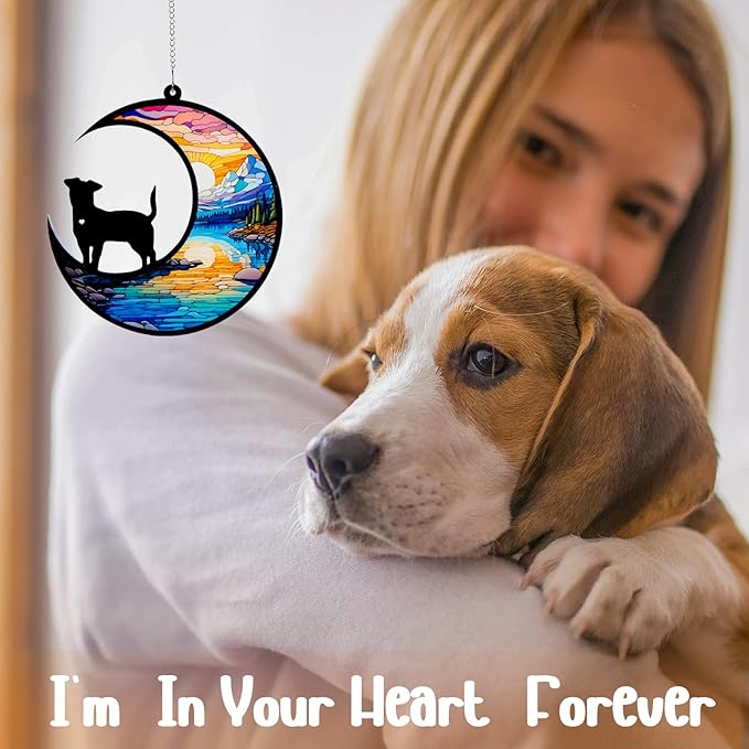 Dog Memorial Suncatcher,Pet Sympathy Gifts,Dog Memorial Gifts for Loss of Dog,Personalized Dog Pass Away Gifts with Name Date for Pet Lovers