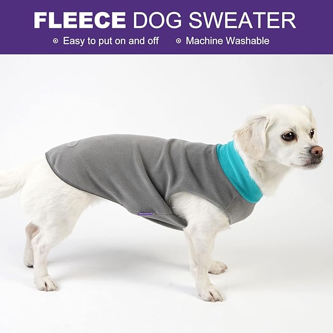 cyeollo 2 Pack Dog Sweater Fleece Vest Pullover Pet Sweatshirt Reflective Lightweight Dog Clothes for Large Dogs Boy Girl Pet Apparel Teal & Grey, XXXL