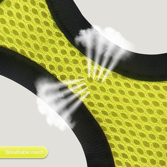 YIMEIS Dog Harness and Leash Set, No Pull Soft Mesh Pet Harness, Reflective Adjustable Puppy Vest for Small Medium Large Dogs, Cats (Fluorescent Yellow, Medium (Pack of 1)